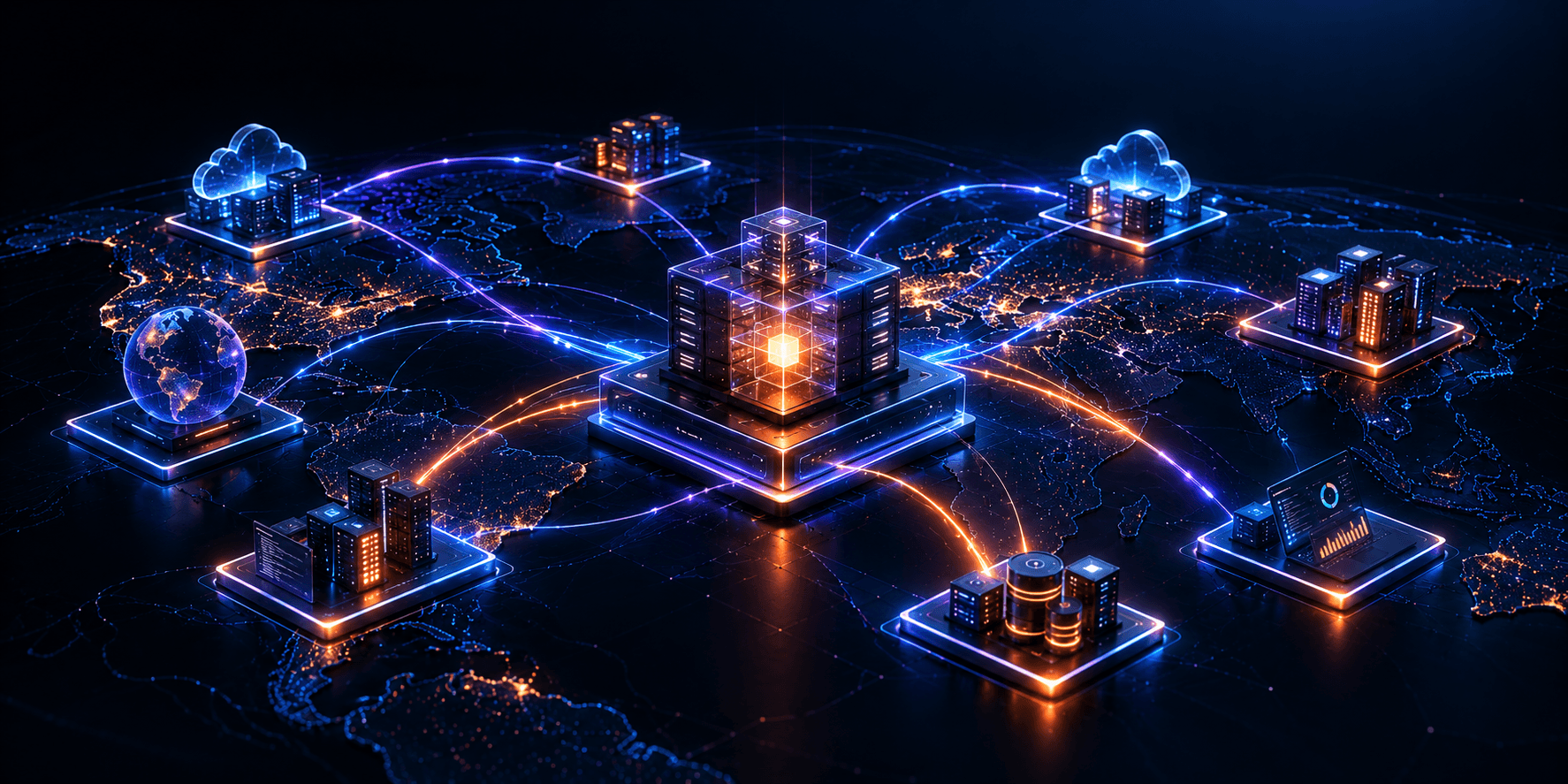 Distributed environments connected across a global architecture landscape.